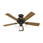 Hunter 52781 New Bronze Hunter 44 Inch Swanson New Bronze Ceiling Fan With Led Light Kit And Pull Chain Image 1