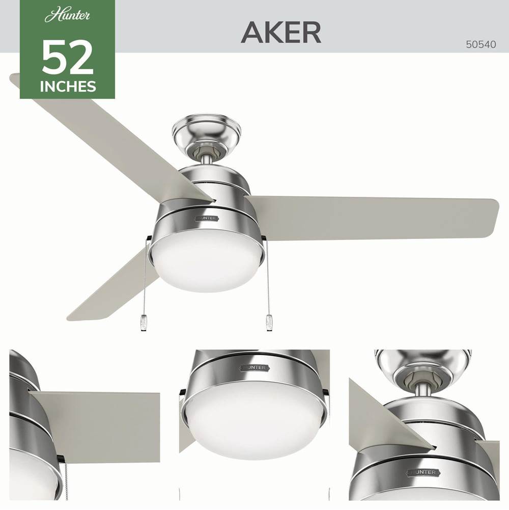 Hunter 50540 Brushed Nickel 52 Inch Aker Brushed Nickel Image 8