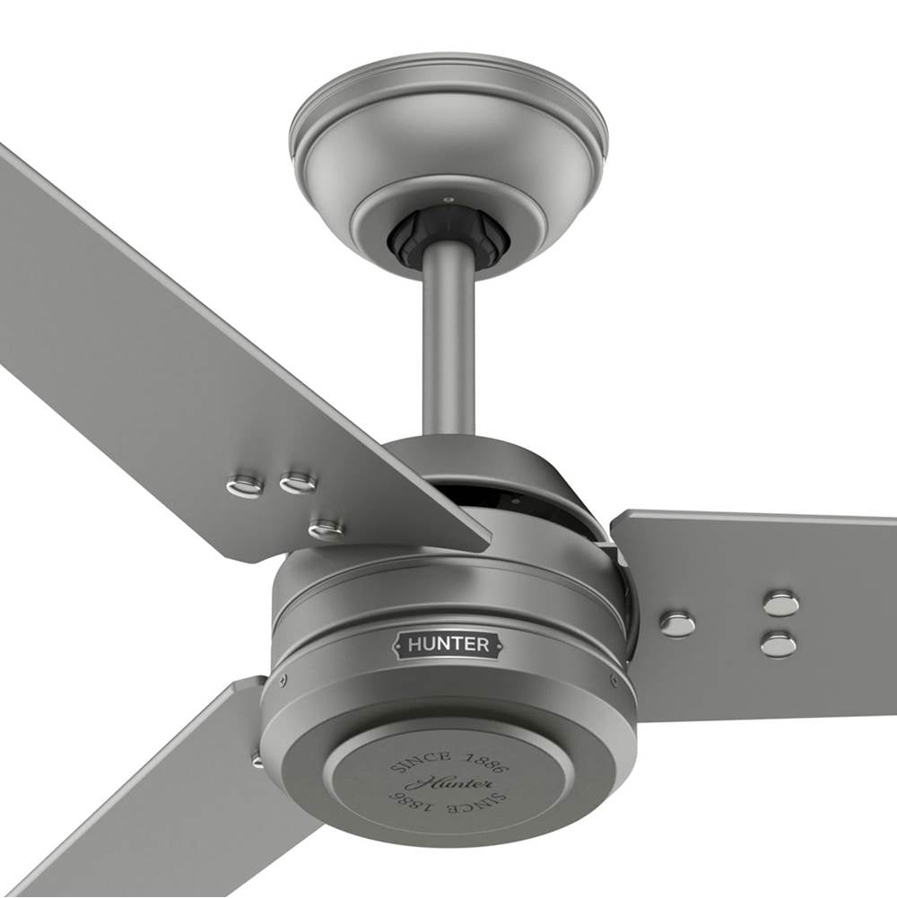 Hunter 52981 Matte Silver 60 Inch Cassius Energy Star Matte Silver Damp Rated Ceiling Fan And Wall Control Image 5