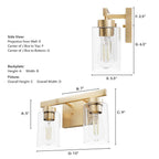 Hunter 13075 Alturas Gold Hartland Alturas Gold With Seeded Glass 2 Light Vanity Wall Light Fixture Image 3