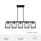 Hunter 48013 Matte Black Astwood Matte Black With Clear Glass 5 Light Chandelier Ceiling Light Fixture Image 3
