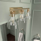 Hunter 48035 Alturas Gold Van Nuys Alturas Gold With Clear Glass 3 Light Vanity Wall Light Fixture Image 4