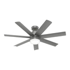 Hunter 52376 Matte Silver 52 Inch Brazos Matte Silver Damp Rated Ceiling Fan With Led Light Kit And Handheld Remote Image 1