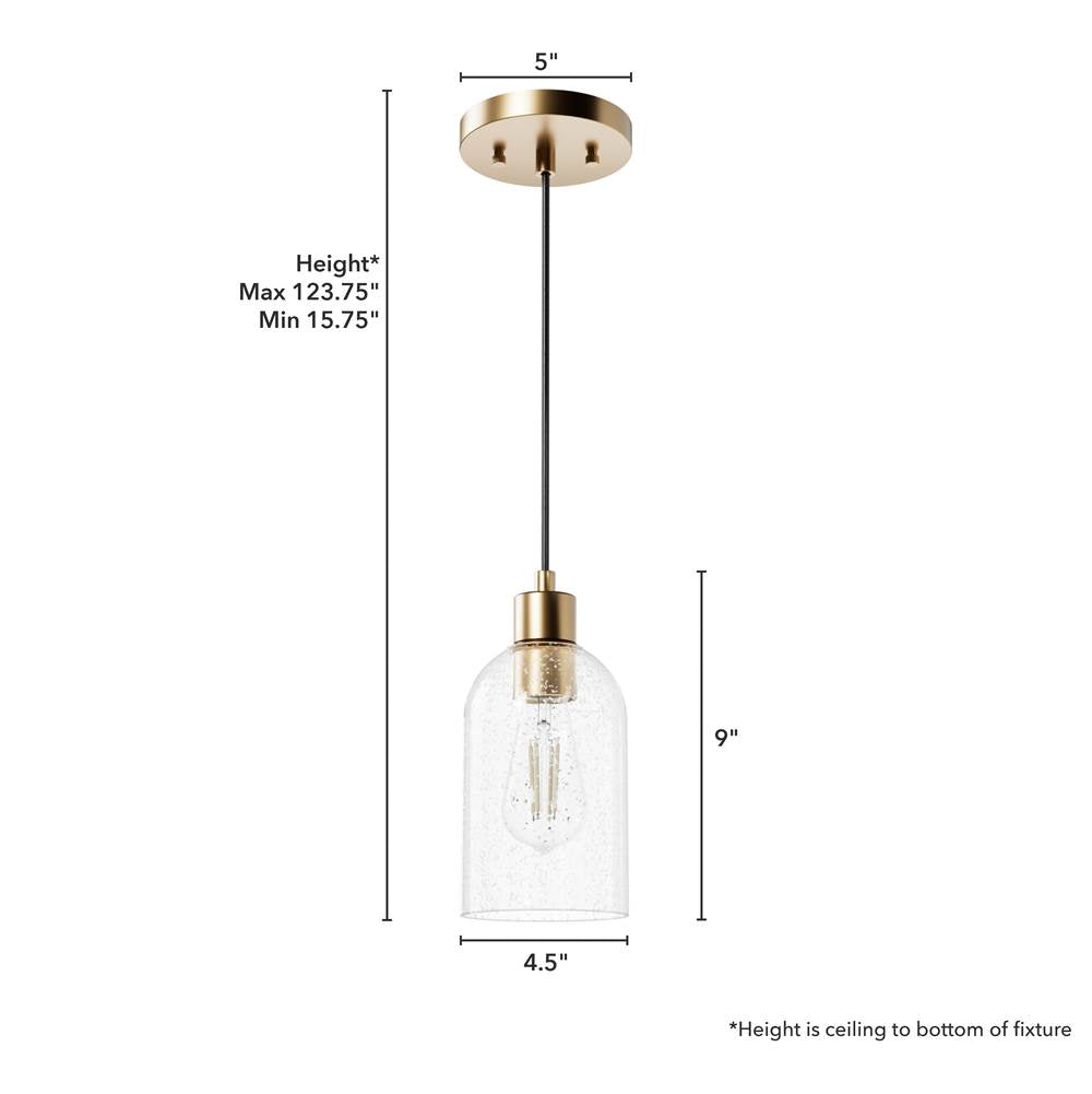 Hunter 45227 Alturas Gold Lochemeade Alturas Gold With Clear Seeded Glass 1 Light Pendant Ceiling Light Fixture Image 3