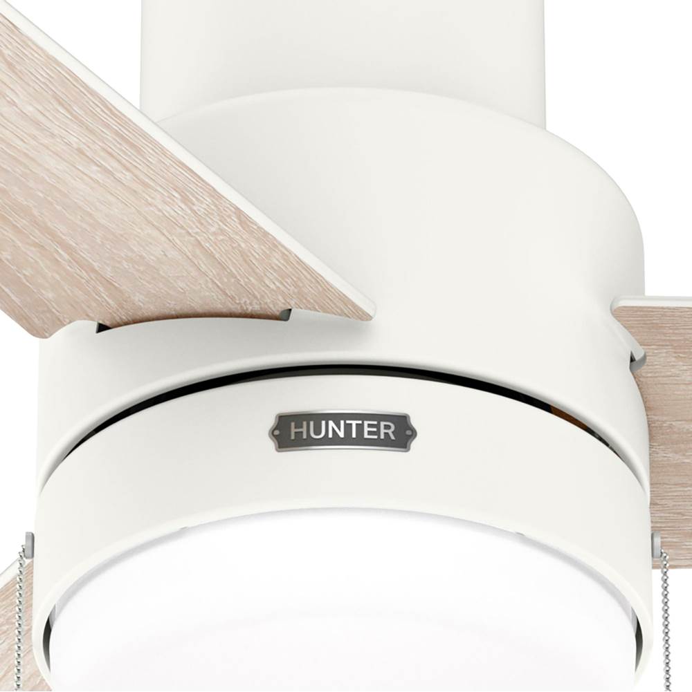 Hunter 51972 Matte White 52 Inch Brunner Matte White Low Profile Ceiling Fan With Led Light Kit And Pull Chain Image 6
