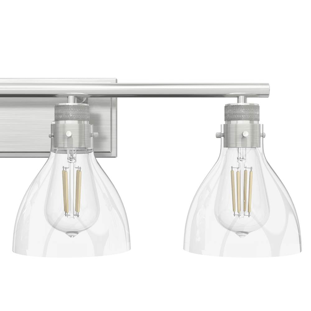 Hunter Van Nuys Van Nuys Brushed Nickel With Clear Glass 4 Light Vanity Wall Light Fixture