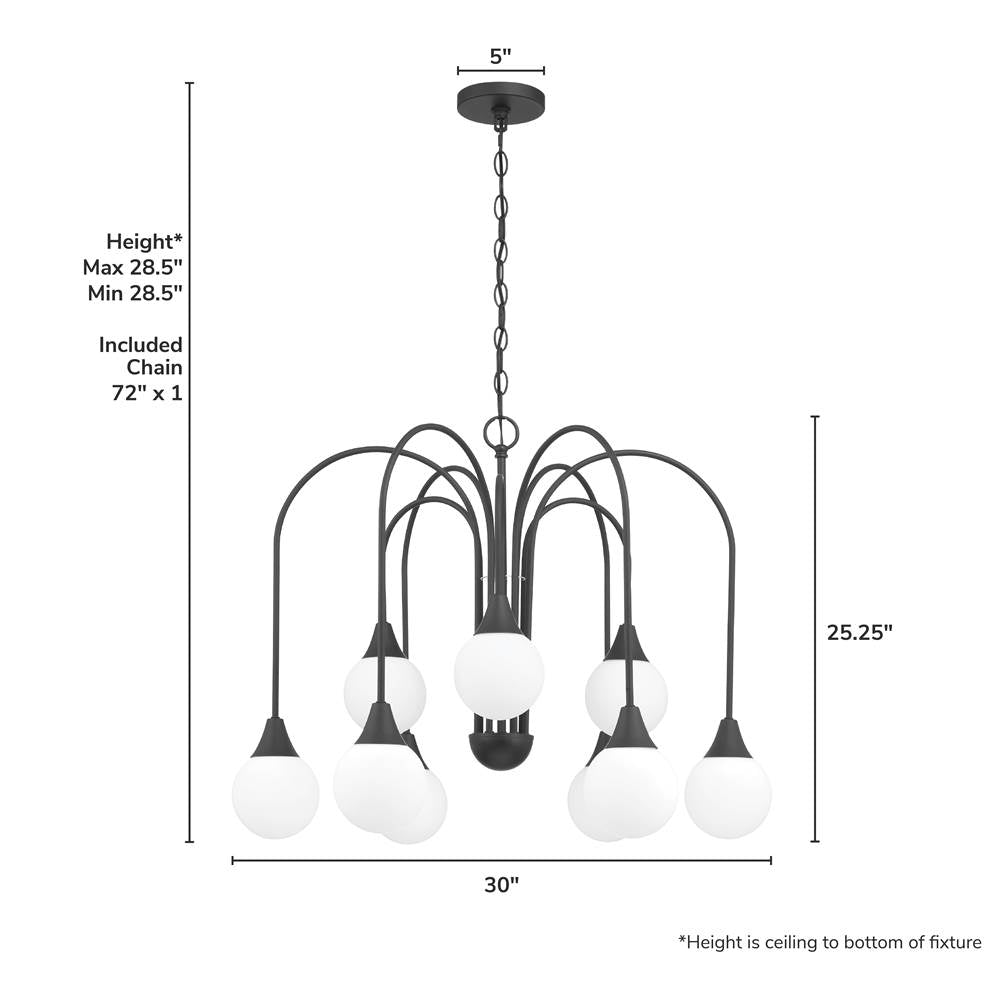 Hunter 48199 Matte Black Valadon 9 Light Large Chandelier Black Image 4