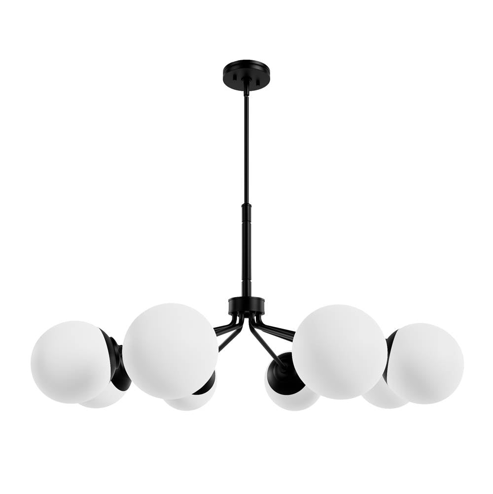 Hunter 19870 Matte Black Hepburn Matte Black With Cased White Glass 8 Light Chandelier Ceiling Light Fixture Image 1