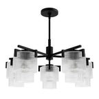 Hunter 13137 Matte Black Ontario Matte Black With Clear Glass 5 Light Chandelier Ceiling Light Fixture Image 1