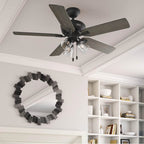 Hunter 51595 Matte Black 52 Inch Rosner Matte Black Ceiling Fan With Led Light Kit And Pull Chain Image 3