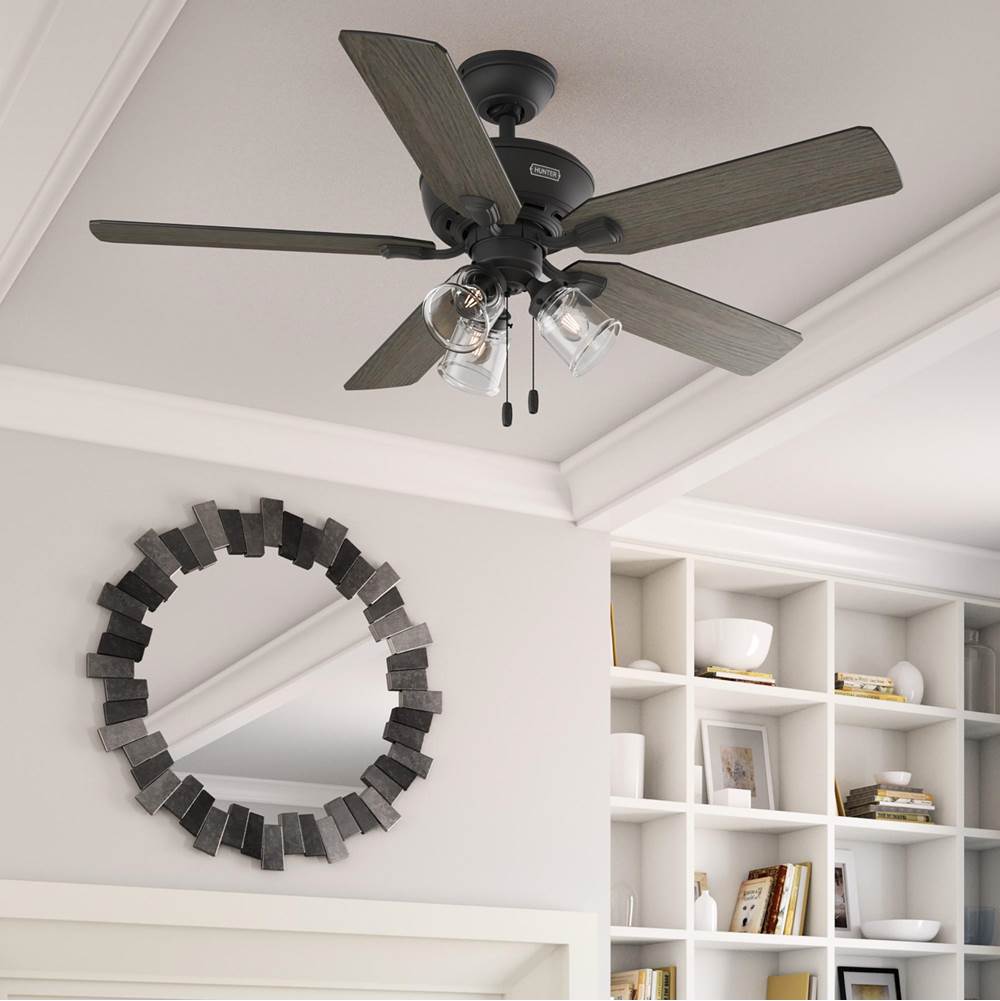 Hunter 51595 Matte Black 52 Inch Rosner Matte Black Ceiling Fan With Led Light Kit And Pull Chain Image 3