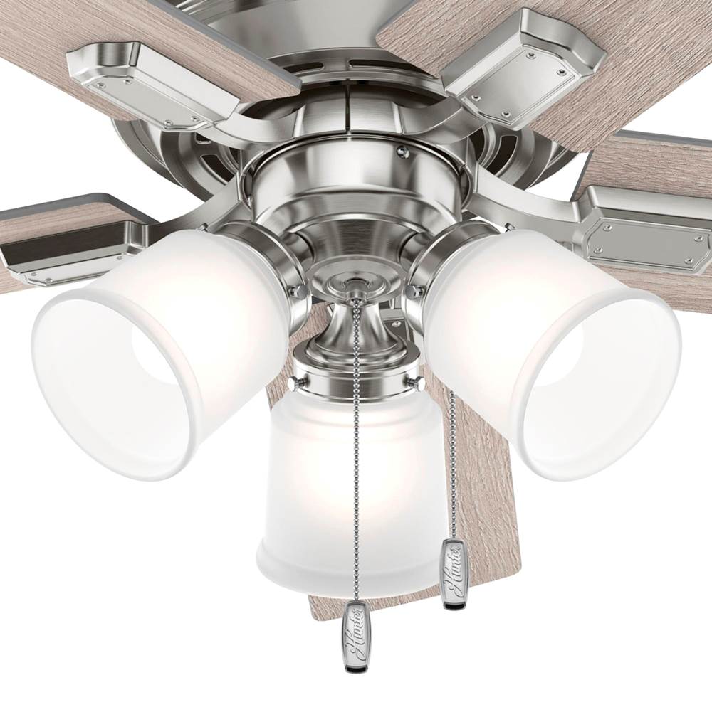 Hunter Crystal Peak 44 Inch Crystal Peak Brushed Nickel Ceiling Fan With Led Light Kit And Pull Chain