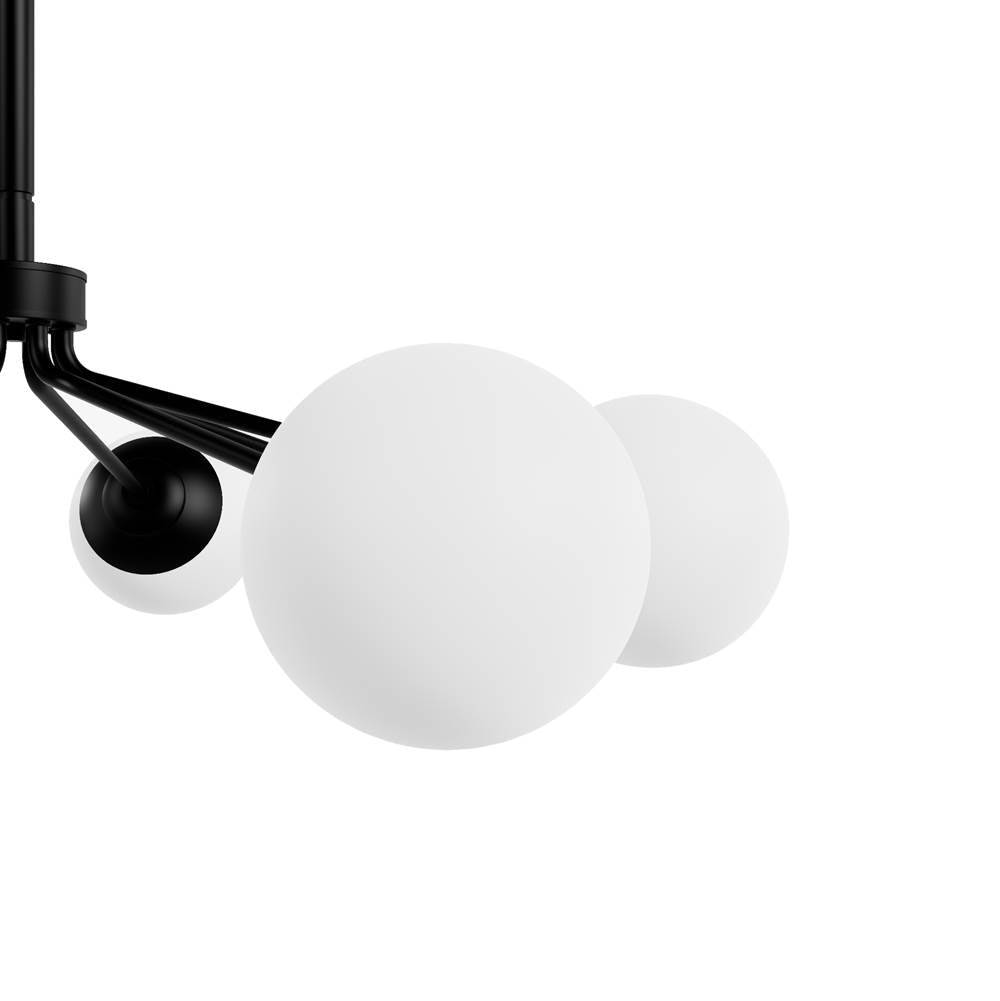 Hunter Hepburn Matte Black With Cased White Glass 8 Light Chandelier Ceiling Light Fixture