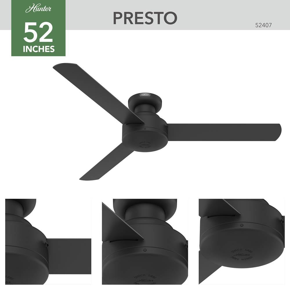Hunter 52407 Matte Black 52in Presto Lp -flat Matte Black Image 2