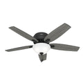 Hunter 52396 Matte Black 52 Inch Newsome Matte Black Low Profile Ceiling Fan With Led Light Kit And Pull Chain Image 1
