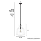 Hunter 19655 Noble Bronze Dunshire Bell Clear Seeded Glass 1 Light 12 Inch Medium Pendant Image 2