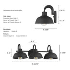 Hunter 48230 Matte Black Hunter Mill Valley Matte Black 3 Light Medium Bathroom Vanity Wall Light Fixture Image 5