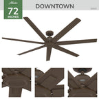 Hunter 50003 Matte Bronze 72in Downtown - Matte Bronze Image 6