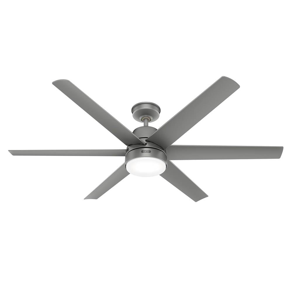 Hunter 51876 Matte Silver 60 Inch Skysail Matte Silver Wet Rated Ceiling Fan With Led Light Kit And Handheld Remote Image 1