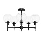Hunter 19510 Matte Black Xidane Matte Black With Clear Glass 5 Light Chandelier Ceiling Light Fixture Image 6