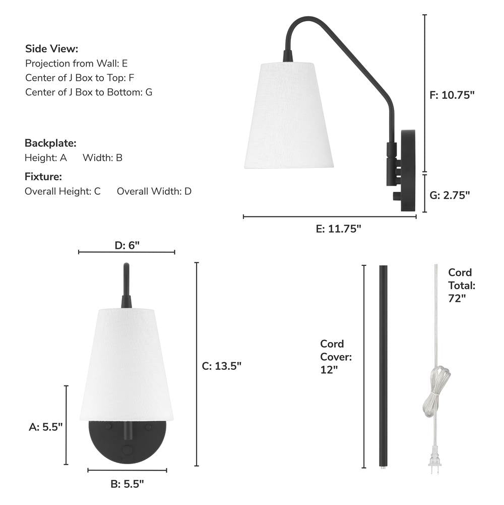 Hunter 48174 Matte Black Valley Park 1 Light Large Pin Up Sconce Black Image 6
