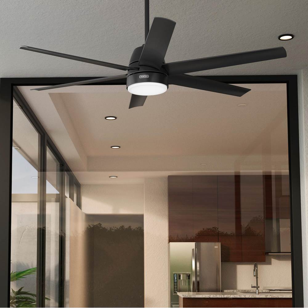 Hunter 51875 Matte Black 60 Inch Skysail Matte Black Wet Rated Ceiling Fan With Led Light Kit And Handheld Remote Image 5