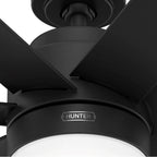 Hunter 51535 Matte Black 52 Inch Brazos Matte Black Damp Rated Ceiling Fan With Led Light Kit And Handheld Remote Image 5