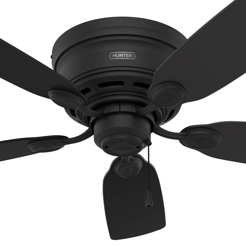 Hunter 52392 Matte Black 42 Inch Low Profile Matte Black Low Profile Ceiling Fan And Pull Chain Image 2