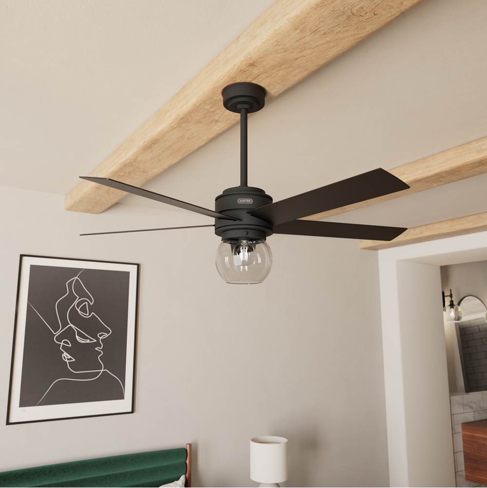 Hunter 52655 Matte Black Hunter 52 Inch Xidane Matte Black Ceiling Fan With Led Light Kit And Handheld Remote Image 3