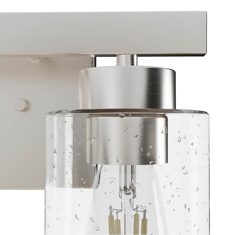 Hunter Hartland Brushed Nickel With Seeded Glass 2 Light Vanity Wall Light Fixture