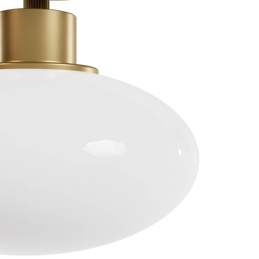 Hunter Getty Luxe Gold With Cased White Glass 1 Light Flush Mount Ceiling Light Fixture