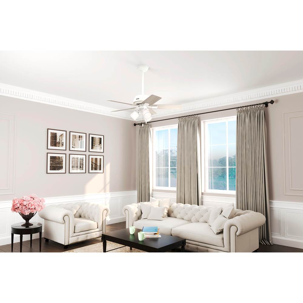 Hunter 52350 Matte White 44 Inch Crystal Peak Matte White Ceiling Fan With Led Light Kit And Pull Chain Image 4