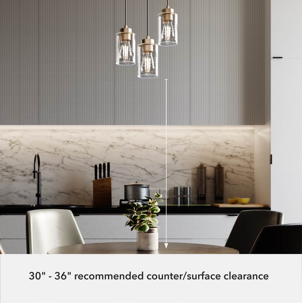 Hunter 13063 Alturas Gold Hartland Alturas Gold With Seeded Glass 3 Light Cluster Ceiling Light Fixture Image 2