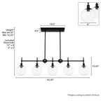Hunter 19511 Matte Black Xidane Matte Black With Clear Glass 5 Light Chandelier Ceiling Light Fixture Image 3