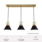 Hunter 13174 Luxe Gold Hunter Carrington Isle Luxe Gold And Flat Matte Black 3 Light Pendant Cluster Ceiling Light Fixture Image 3