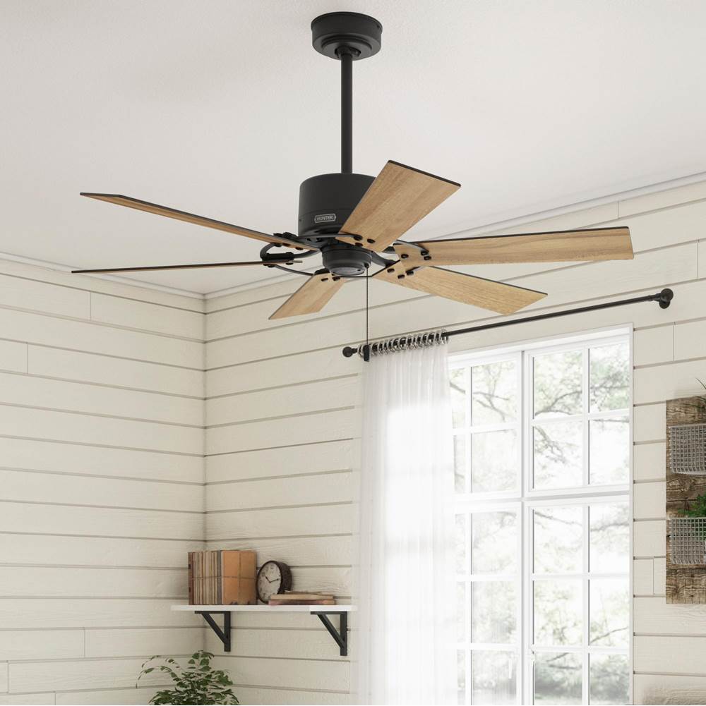 Hunter 51817 Matte Black 52 Inch Gilrock Matte Black Ceiling Fan And Pull Chain Image 3