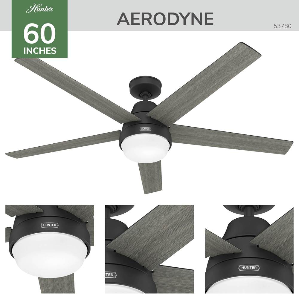 Hunter 53780 Matte Black 60in Aerodyne With Reversible Blades - Matte Black Image 6