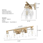 Hunter 48039 Alturas Gold Van Nuys Alturas Gold With Clear Glass 4 Light Vanity Wall Light Fixture Image 3