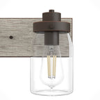Hunter Devon Park Devon Park Onyx Bengal And Barnwood With Clear Glass 3 Light Vanity Wall Light Fixture