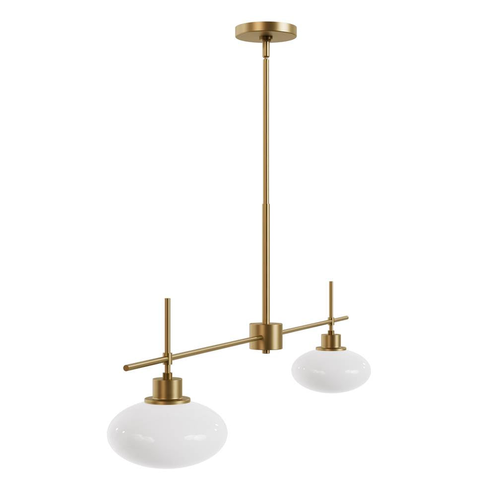 Hunter 13192 Luxe Gold Getty Luxe Gold With Cased White Glass 2 Light Chandelier Ceiling Light Fixture Image 6