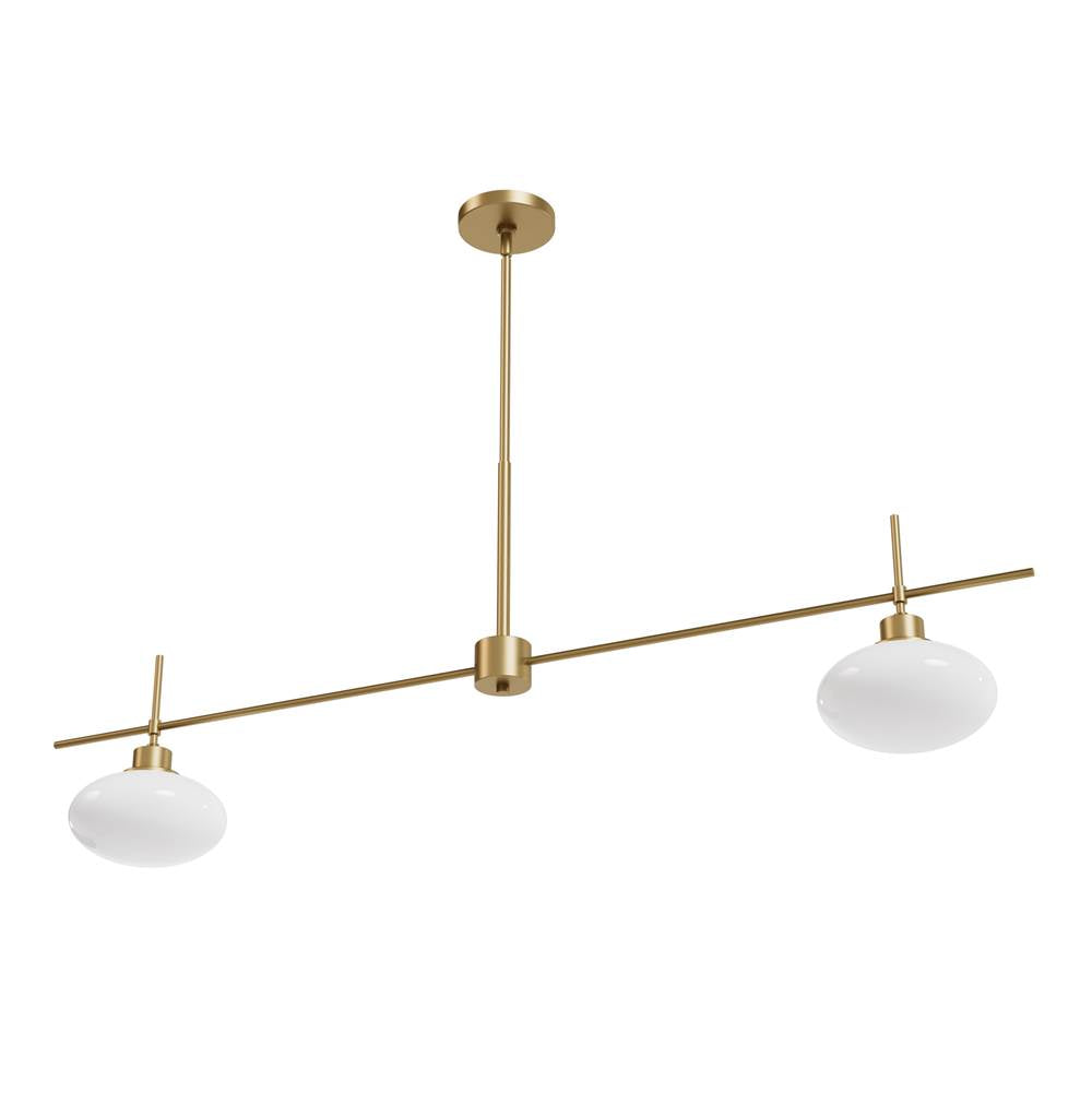 Hunter Getty Luxe Gold With Cased White Glass 2 Light Chandelier Ceiling Light Fixture
