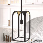 Hunter 19737 Natural Iron Hunter Dukestown Natural Iron And Gold Leaf 1 Light Pendant Ceiling Light Fixture Image 4