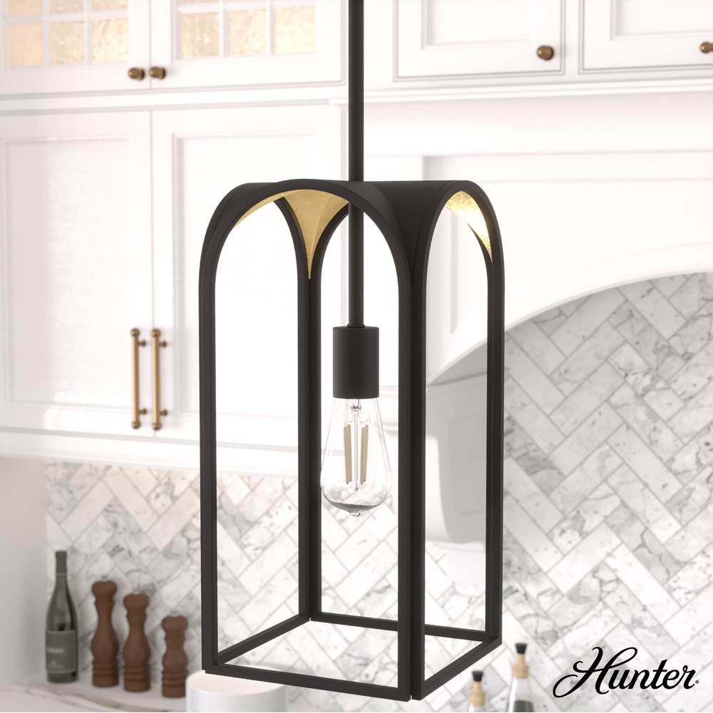 Hunter 19737 Natural Iron Hunter Dukestown Natural Iron And Gold Leaf 1 Light Pendant Ceiling Light Fixture Image 4