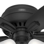Hunter 52393 Matte Black 42 Inch Newsome Matte Black Low Profile Ceiling Fan With Led Light Kit And Pull Chain Image 7