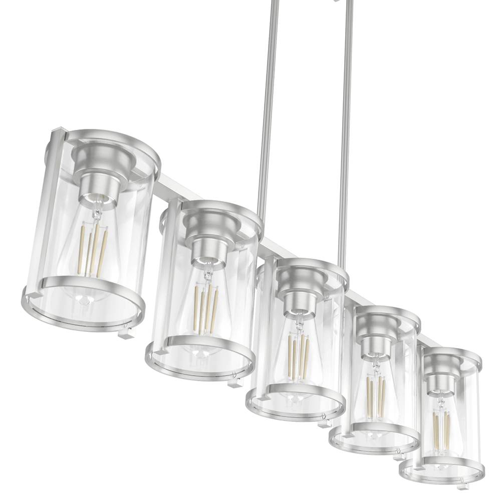 Hunter 48012 Brushed Nickel Astwood Brushed Nickel With Clear Glass 5 Light Chandelier Ceiling Light Fixture Image 9