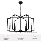 Hunter 45242 Matte Black Zoanne Matte Black 6 Light Chandelier Ceiling Light Fixture Image 2