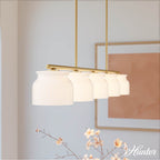 Hunter 13180 Luxe Gold Harlowe Luxe Gold With Cased White Glass 5 Light Chandelier Ceiling Light Fixture Image 2