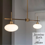 Hunter 13192 Luxe Gold Getty Luxe Gold With Cased White Glass 2 Light Chandelier Ceiling Light Fixture Image 3