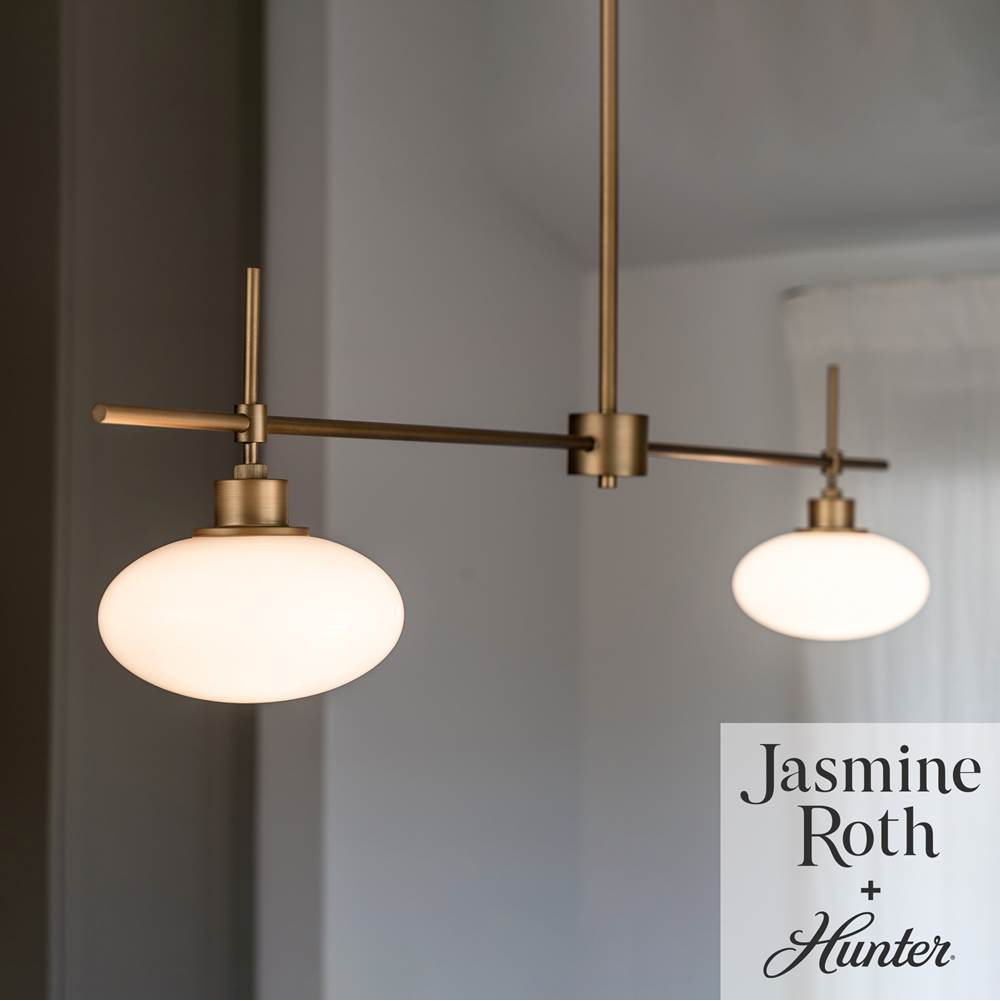 Hunter 13192 Luxe Gold Getty Luxe Gold With Cased White Glass 2 Light Chandelier Ceiling Light Fixture Image 3