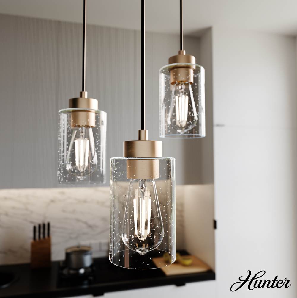 Hunter 13063 Alturas Gold Hartland Alturas Gold With Seeded Glass 3 Light Cluster Ceiling Light Fixture Image 5